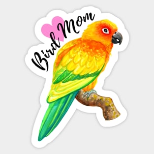 Sun Conure Bird Mom (Black) Sticker